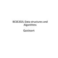 Quicksort Data Structures and Algorithms-BCSE202L(1)