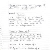 Kernel and Range of Linear Transformation Complex Variables and Linear Algebra-BMAT201L